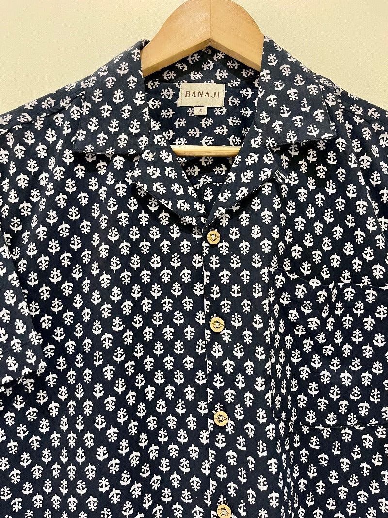 COTTON BLOCK PRINTED SLIM FIT SHIRT