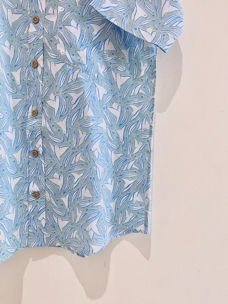 COTTON BLOCK PRINTED HALF SLEEVE SHIRT
