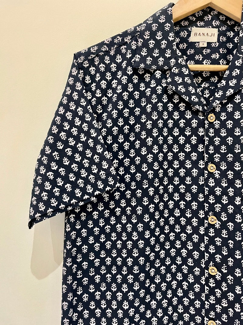 COTTON BLOCK PRINTED SLIM FIT SHIRT