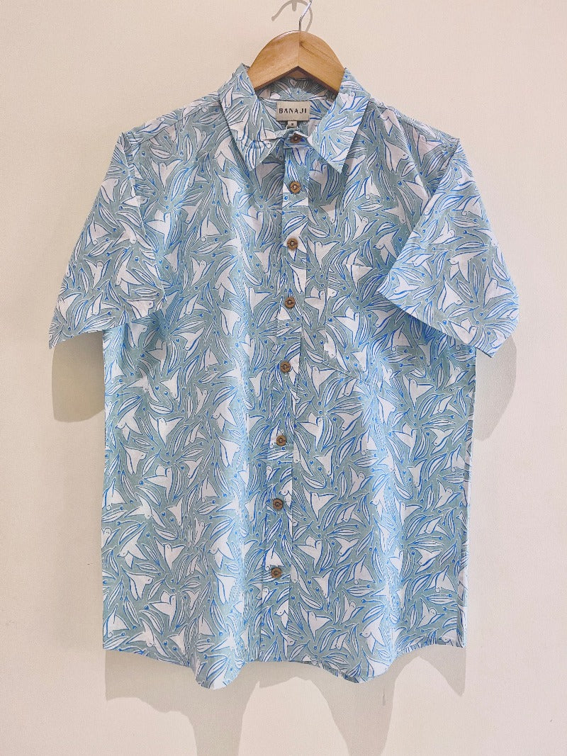 COTTON BLOCK PRINTED HALF SLEEVE SHIRT