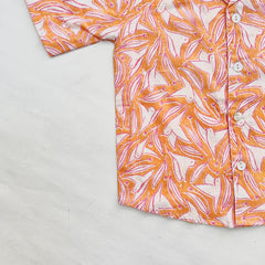 Orange Bird Cotton Printed Boys Shirt (0-8 Yrs)