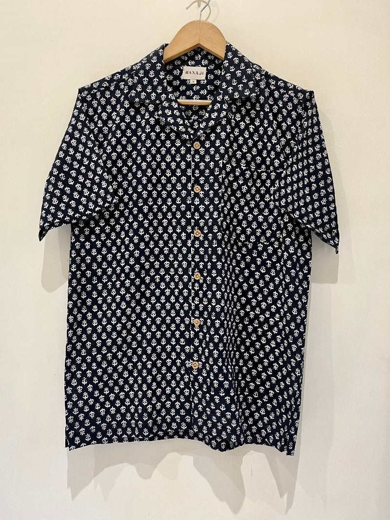 COTTON BLOCK PRINTED SLIM FIT SHIRT