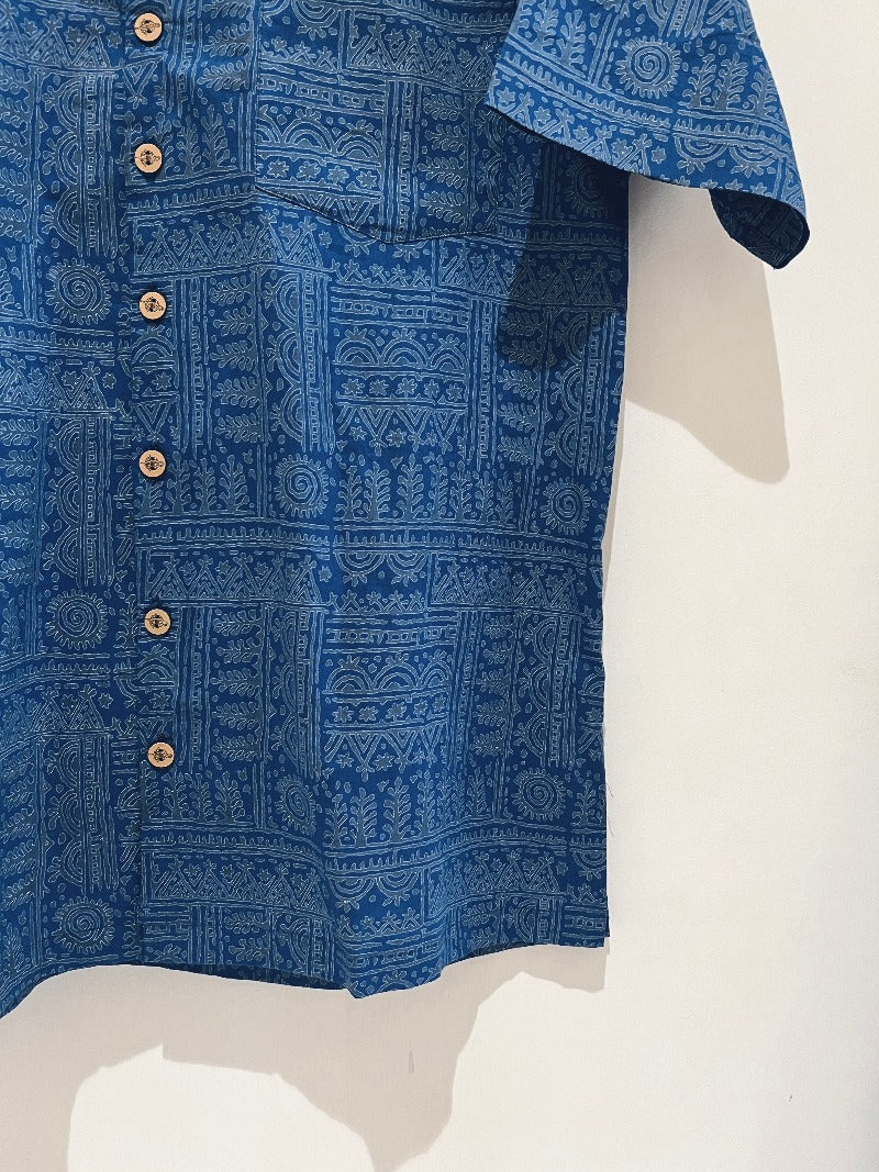 COTTON BLOCK PRINTED HALF SLEEVE SHIRT
