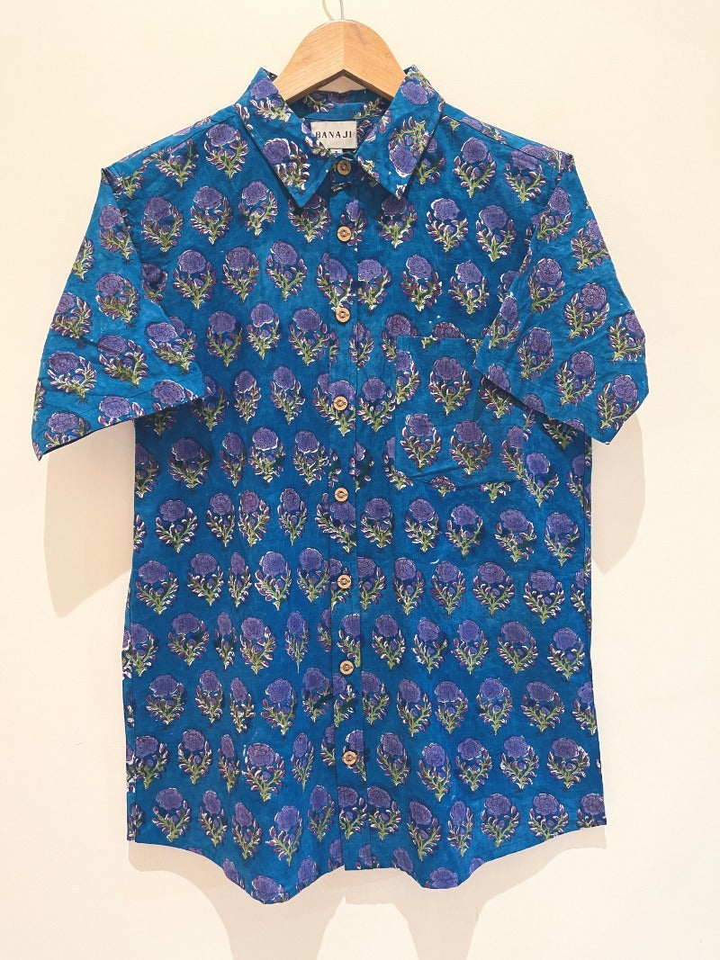 COTTON BLOCK PRINTED HALF SLEEVE SHIRT