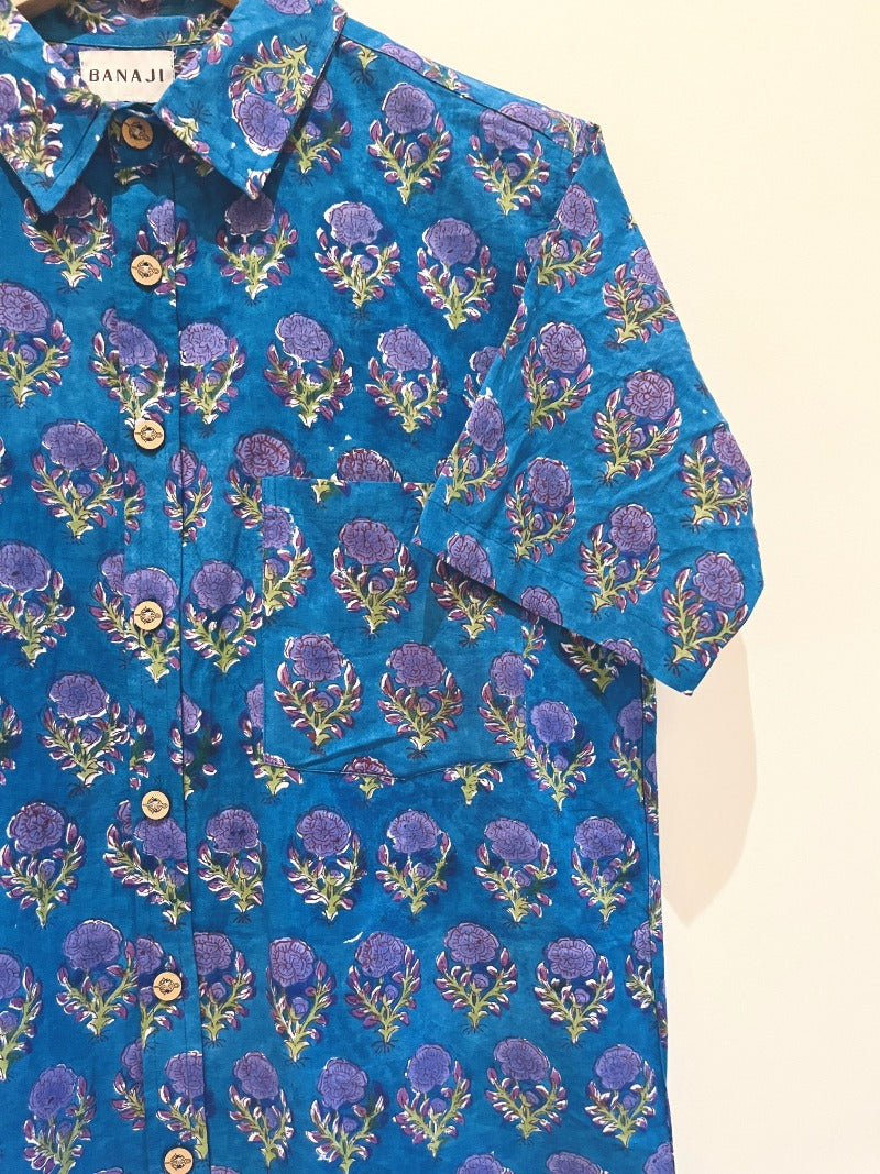 COTTON BLOCK PRINTED HALF SLEEVE SHIRT