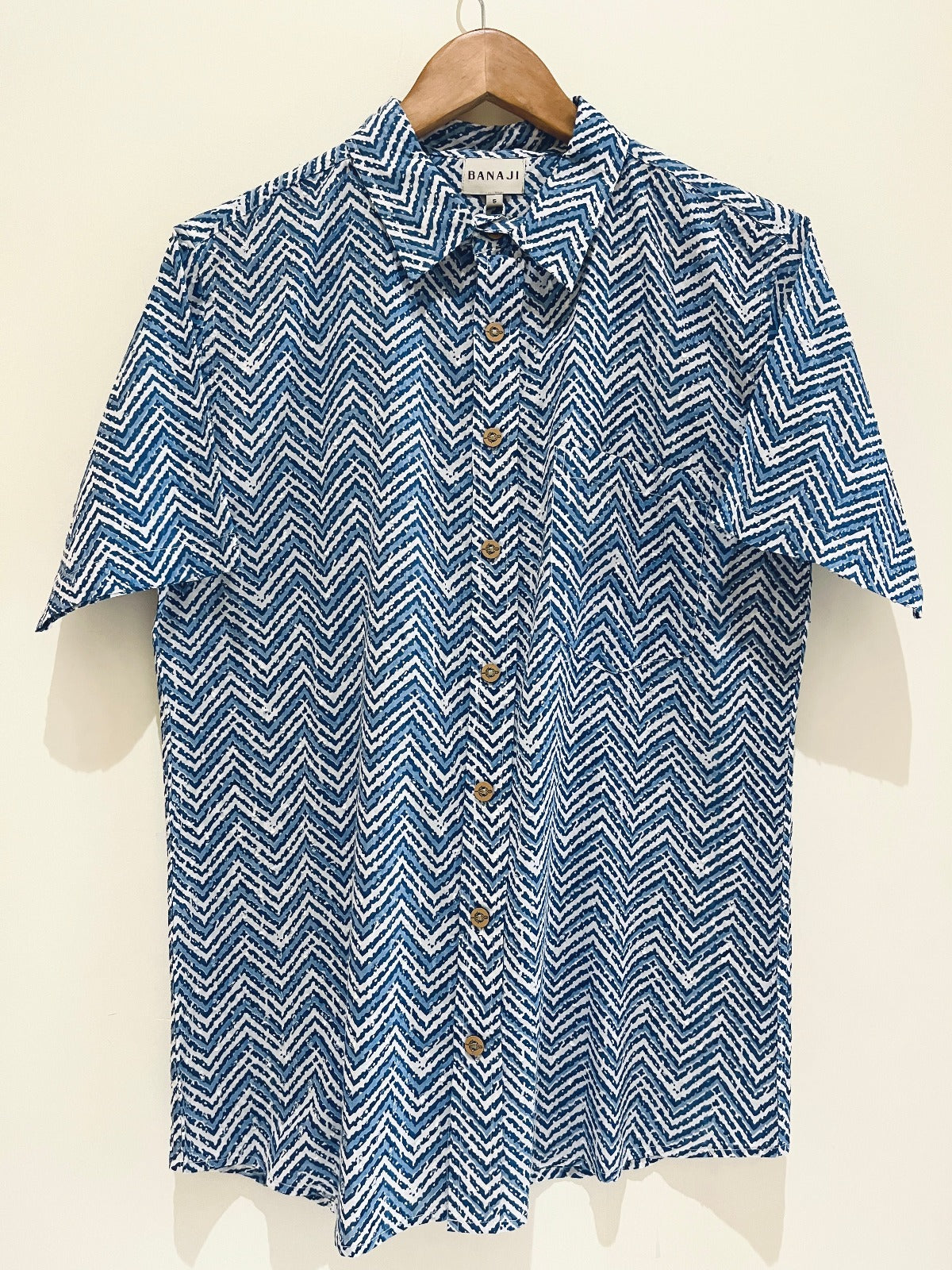 COTTON DOBBY BLOCK PRINTED HALF SLEEVE SHIRT