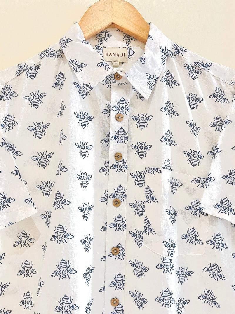 COTTON BLOCK PRINTED HALF SLEEVE SHIRT