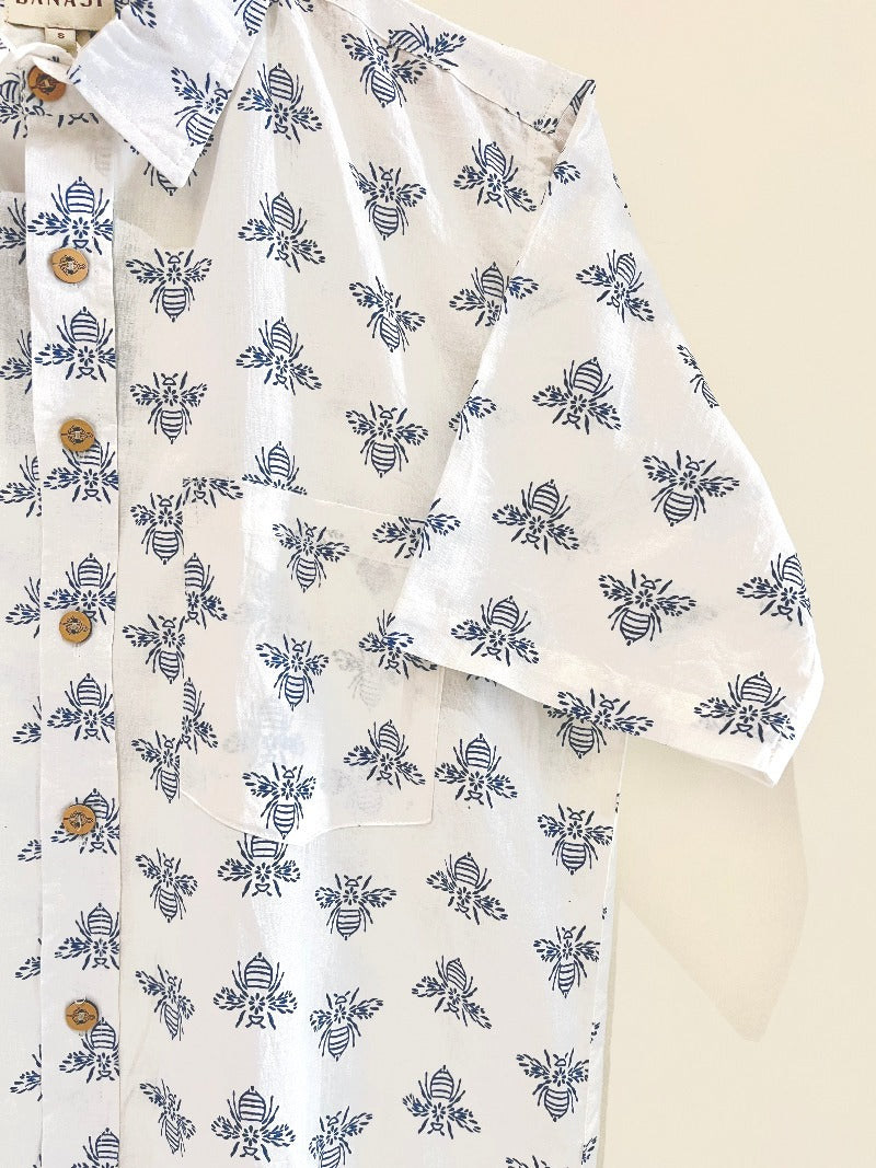 COTTON BLOCK PRINTED HALF SLEEVE SHIRT