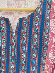 Magenta Printed Cotton Flax Kurta (3XL-6XL)