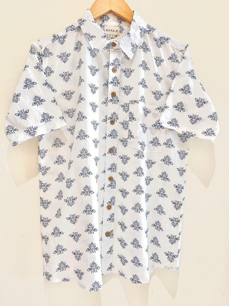 COTTON BLOCK PRINTED HALF SLEEVE SHIRT