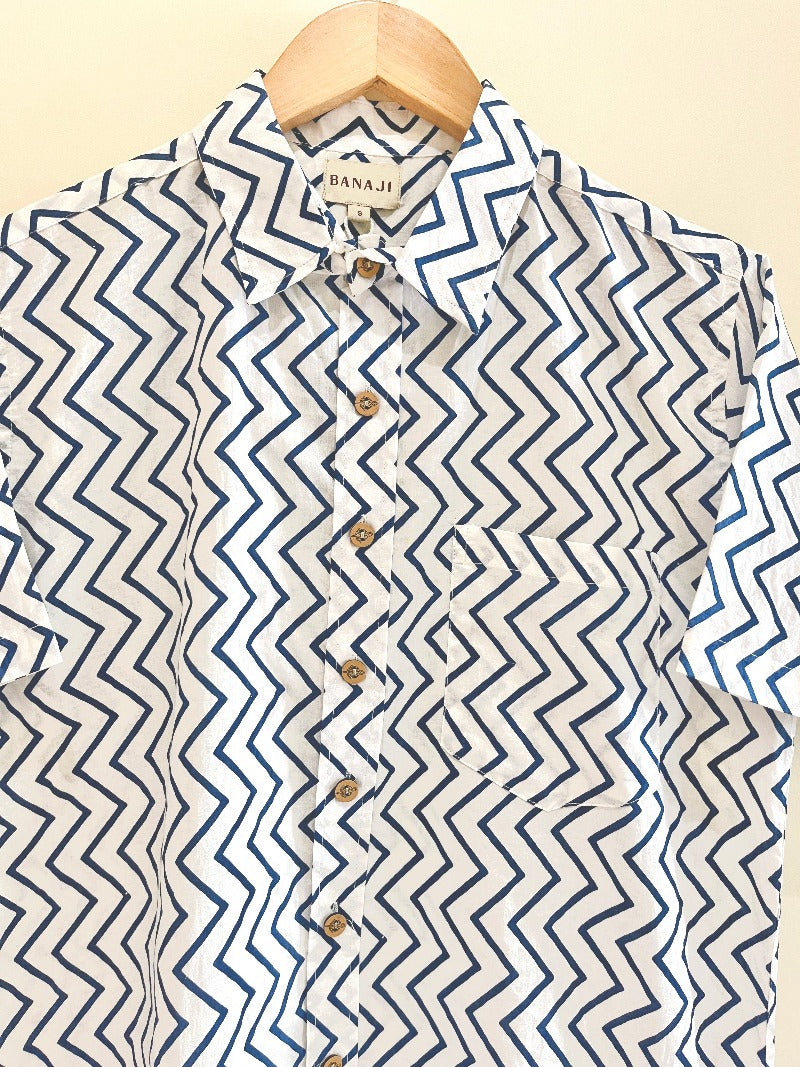 COTTON BLOCK PRINTED HALF SLEEVE SHIRT