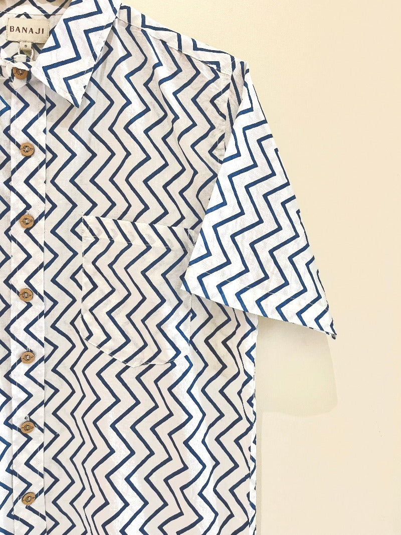 COTTON BLOCK PRINTED HALF SLEEVE SHIRT