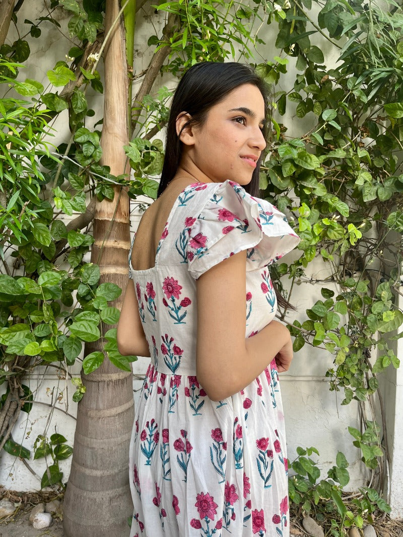 Pink Buti Block Printed Dress