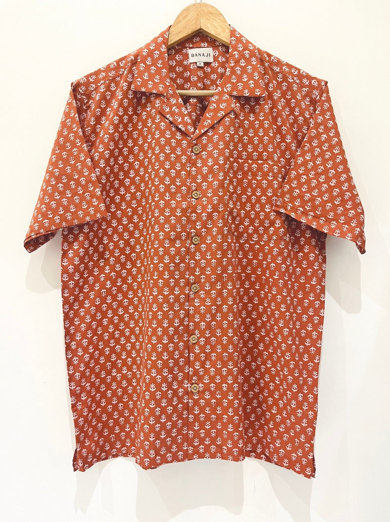 COTTON BLOCK PRINTED SLIM FIT SHIRT