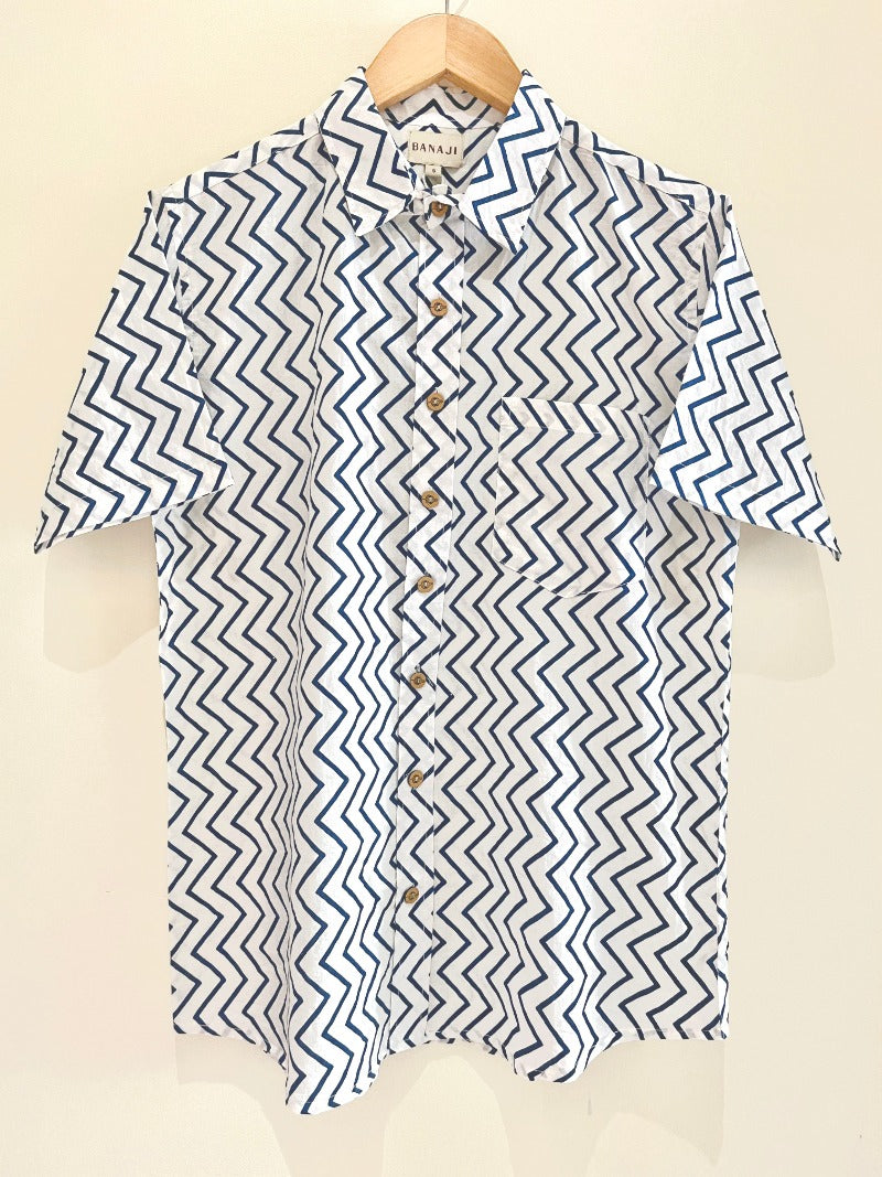 COTTON BLOCK PRINTED HALF SLEEVE SHIRT