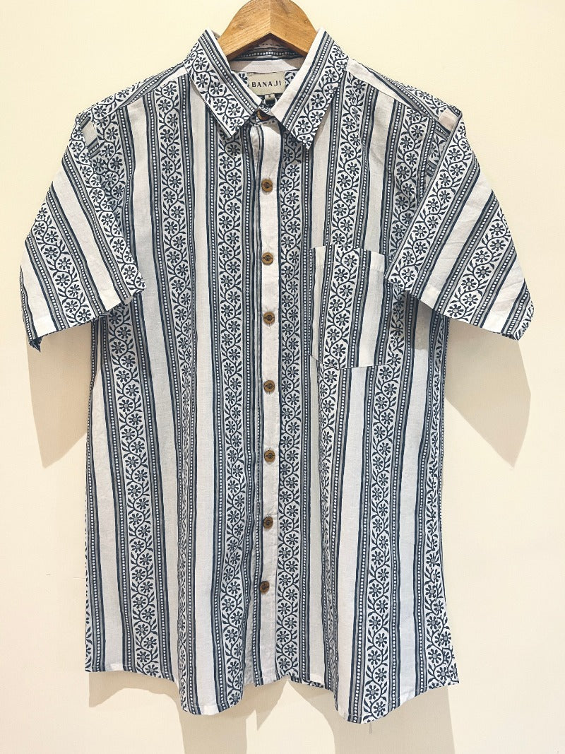 COTTON BLOCK PRINTED HALF SLEEVE SHIRT
