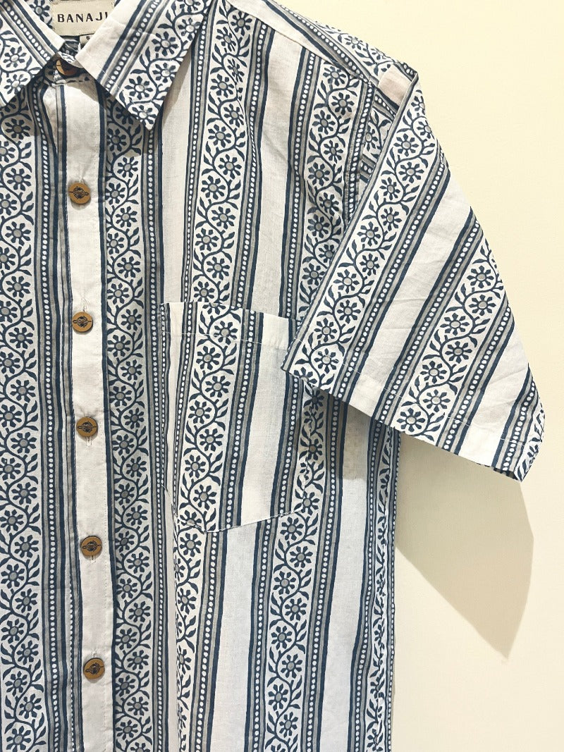 COTTON BLOCK PRINTED HALF SLEEVE SHIRT