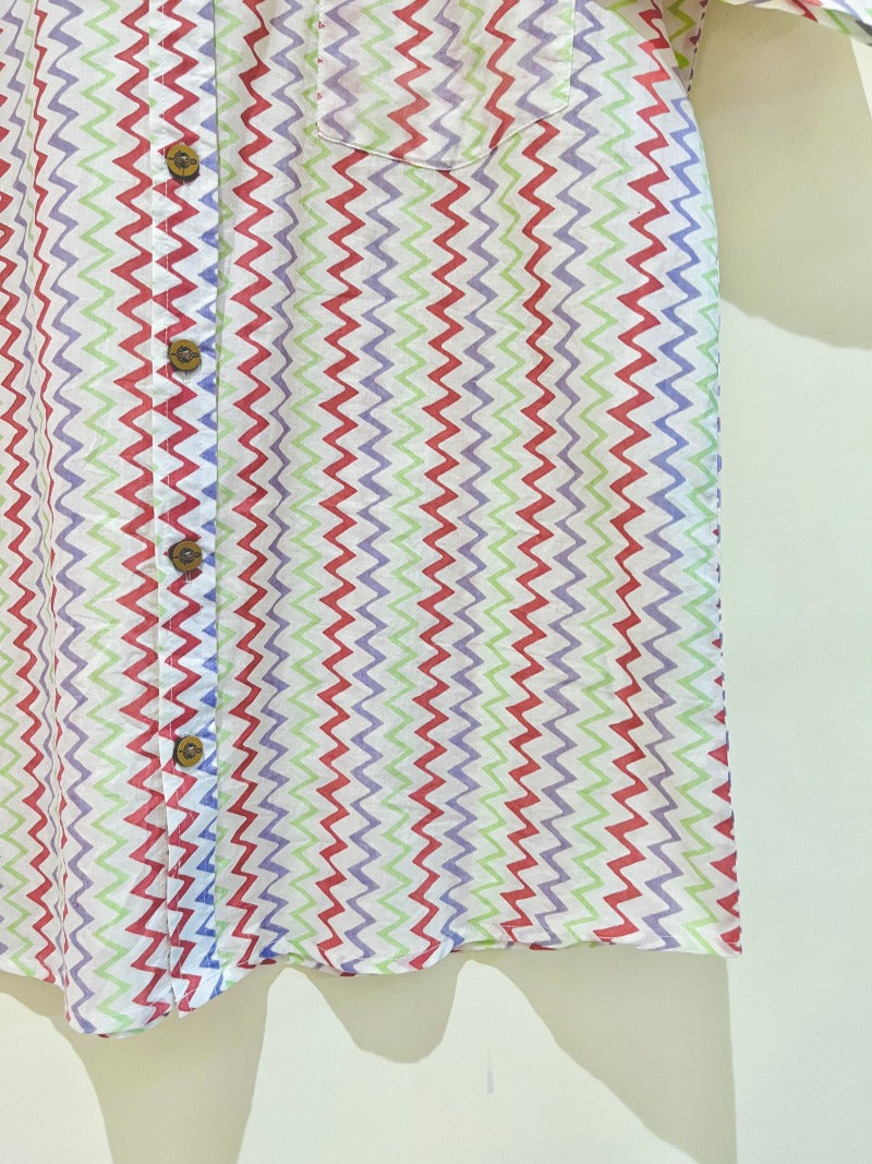 COTTON BLOCK PRINTED HALF SLEEVE SHIRT