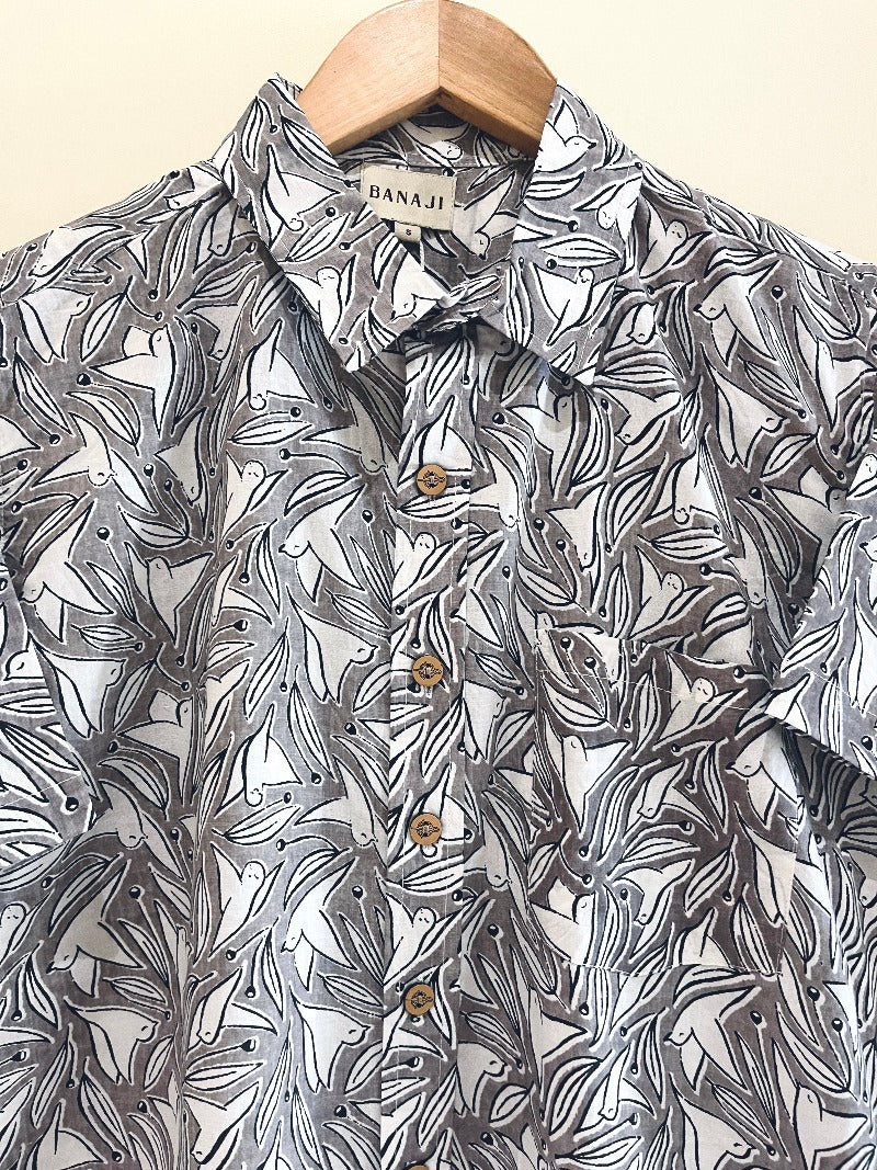 COTTON BLOCK PRINTED HALF SLEEVE SHIRT