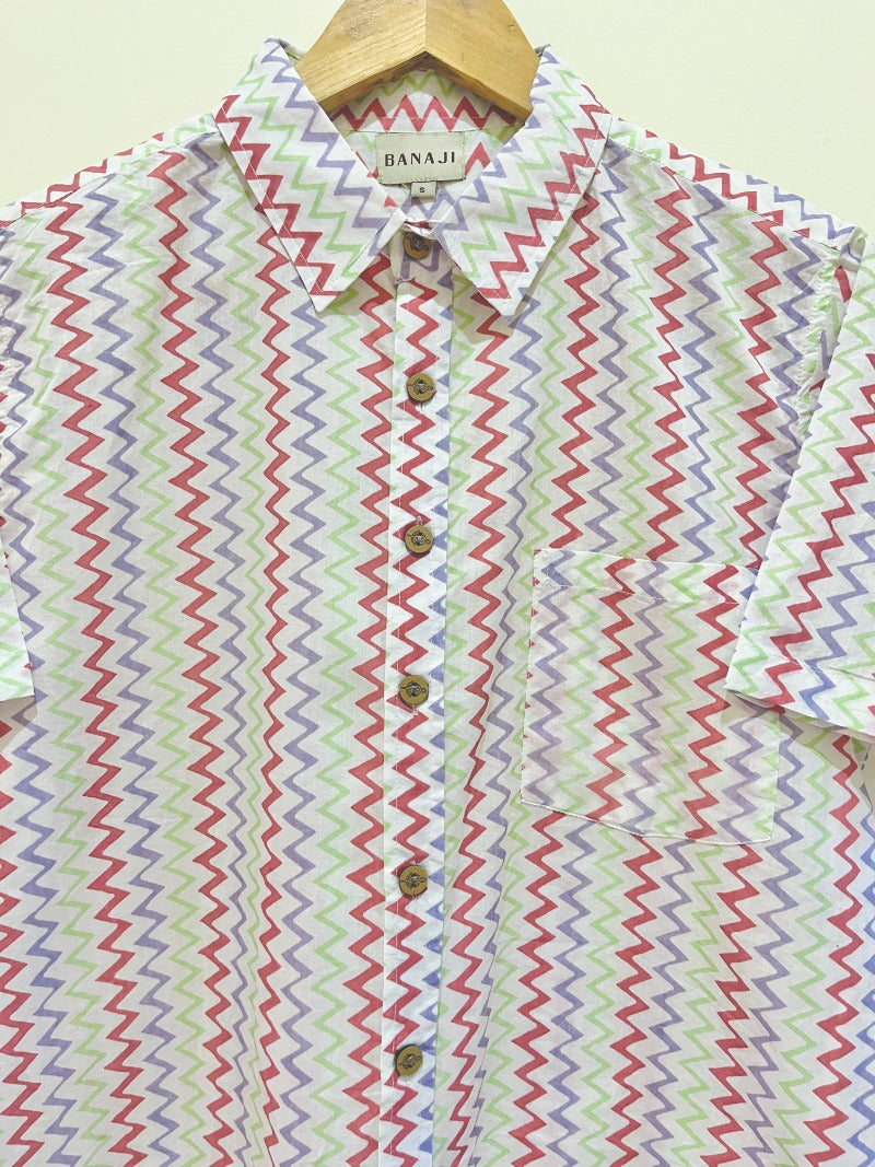 COTTON BLOCK PRINTED HALF SLEEVE SHIRT