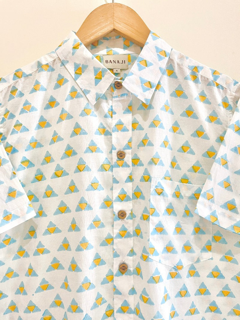 COTTON BLOCK PRINTED HALF SLEEVE SHIRT
