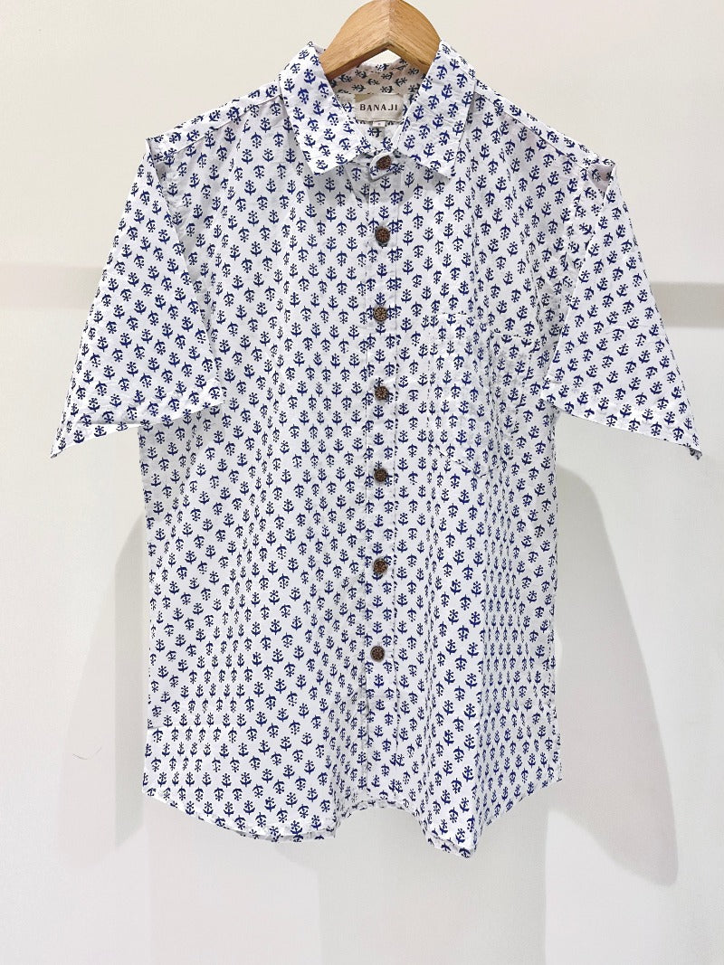 COTTON BLOCK PRINTED HALF SLEEVE SHIRT