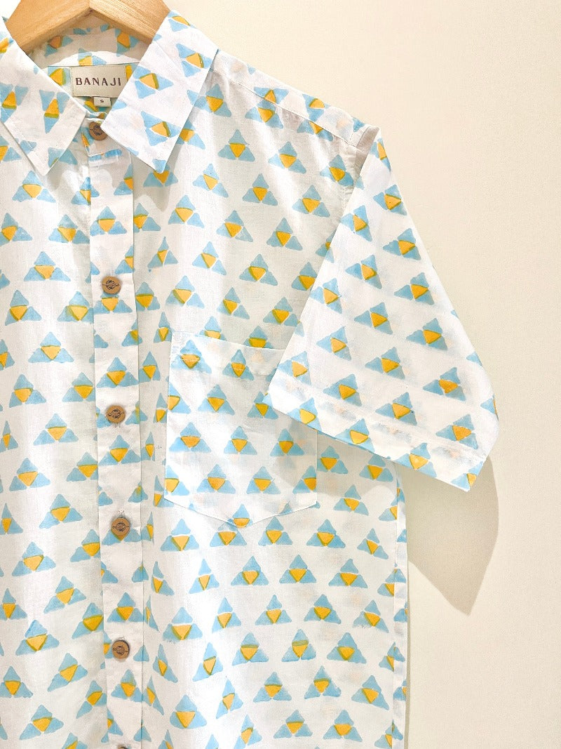 COTTON BLOCK PRINTED HALF SLEEVE SHIRT