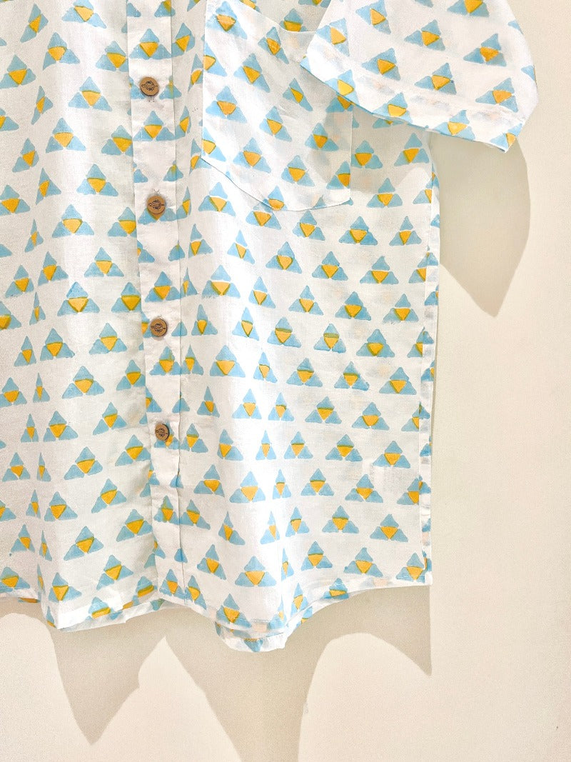 COTTON BLOCK PRINTED HALF SLEEVE SHIRT