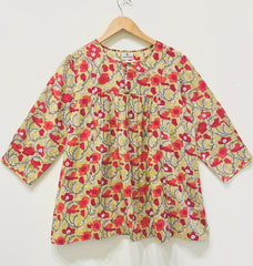 Sunlit Poppy Grove Block Printed Top