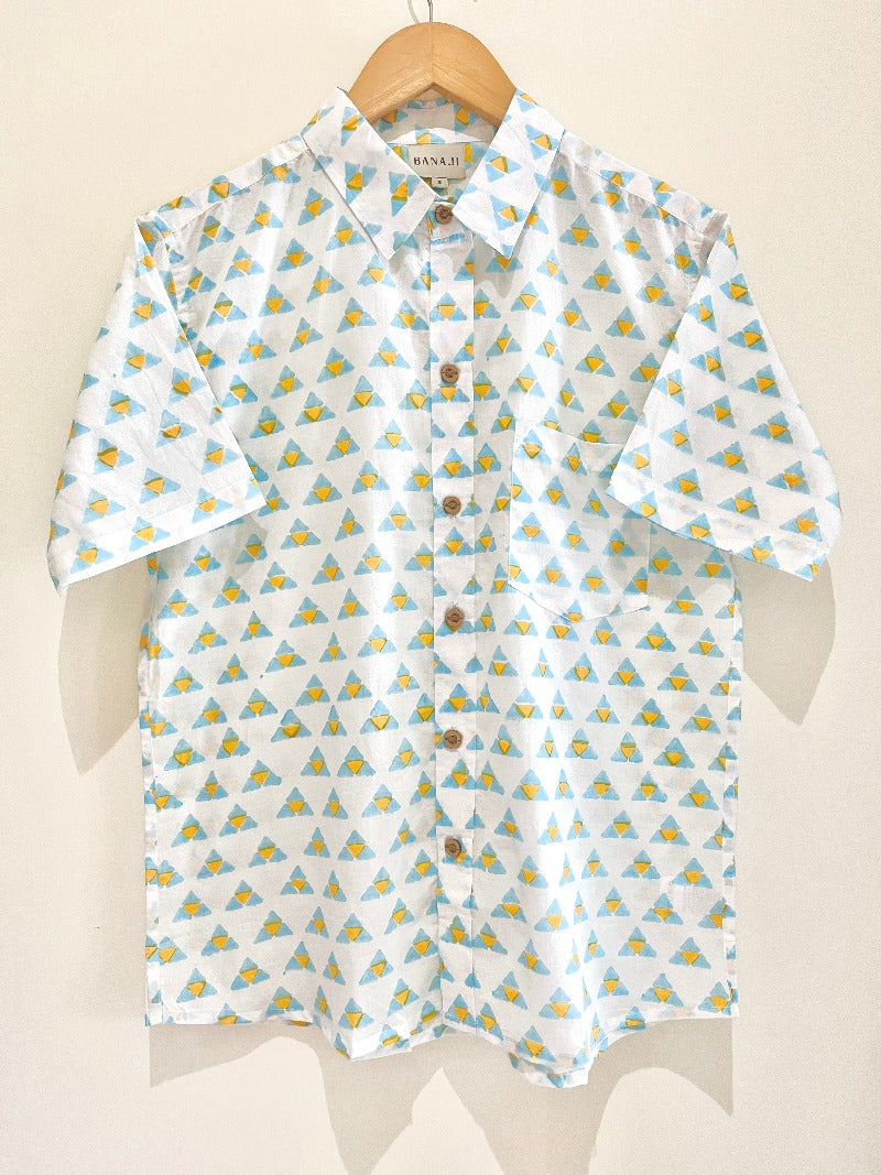 COTTON BLOCK PRINTED HALF SLEEVE SHIRT