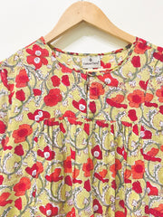 Sunlit Poppy Grove Block Printed Top