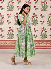 Gardenia: Floral Cotton Tiered Dress
