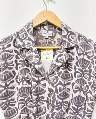 Monochrome Leaf Tie-Front Crop Shirt