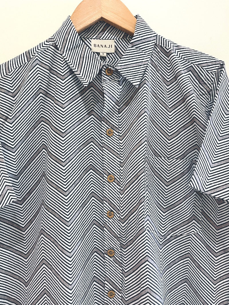 COTTON BLOCK PRINTED HALF SLEEVE SHIRT