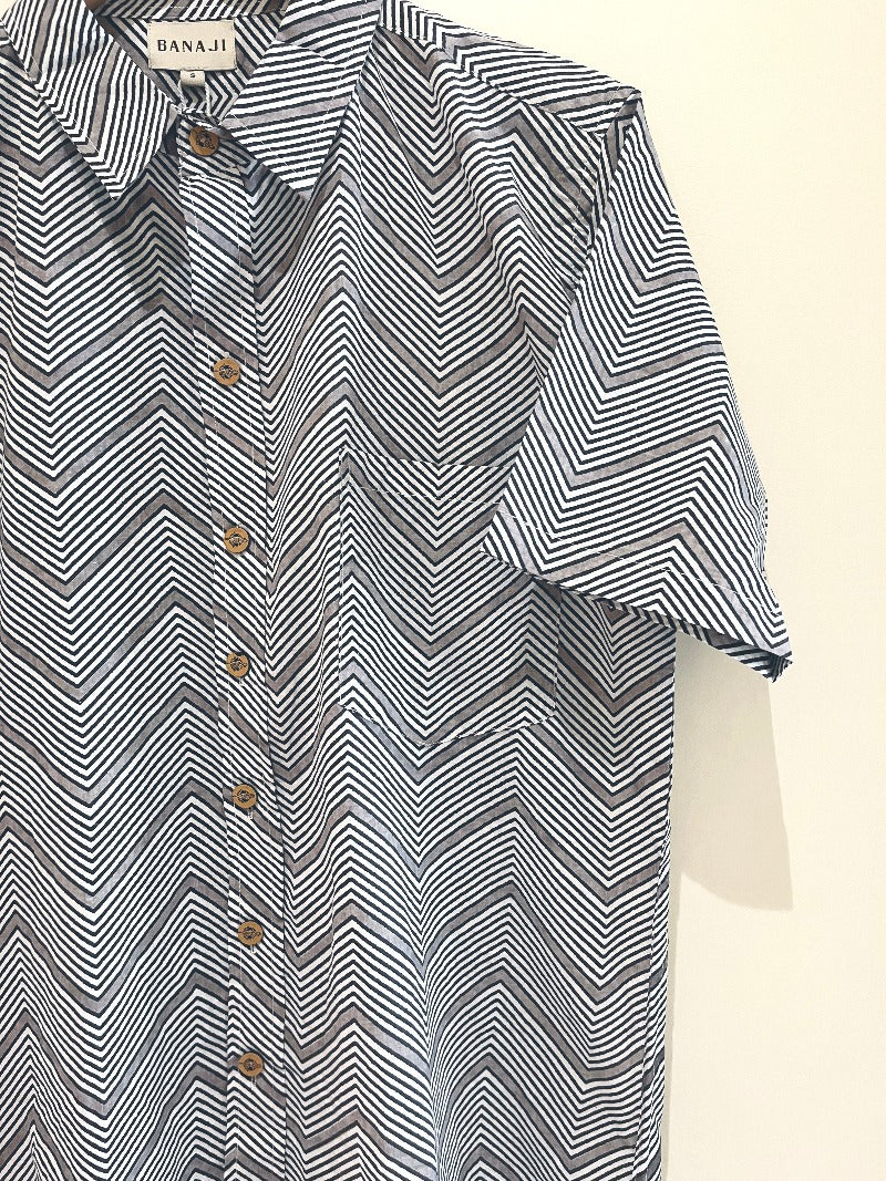 COTTON BLOCK PRINTED HALF SLEEVE SHIRT