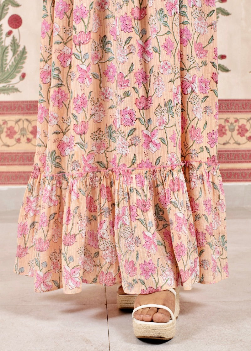 Peachy Floral Printed Dress