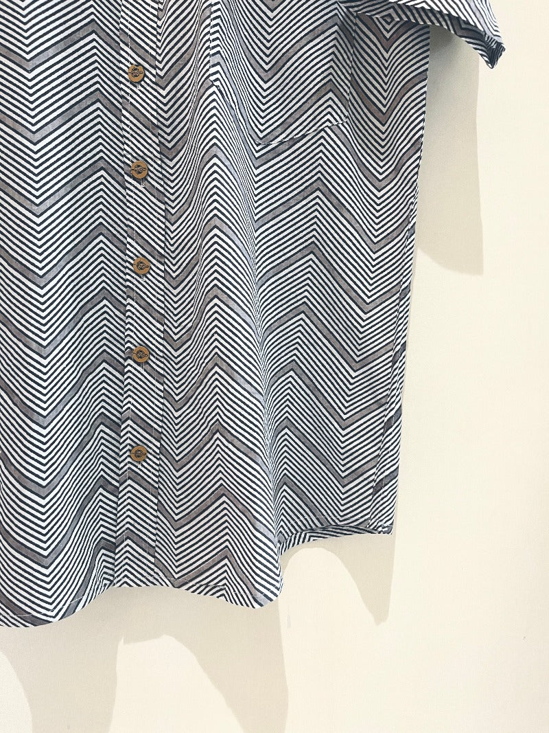 COTTON BLOCK PRINTED HALF SLEEVE SHIRT