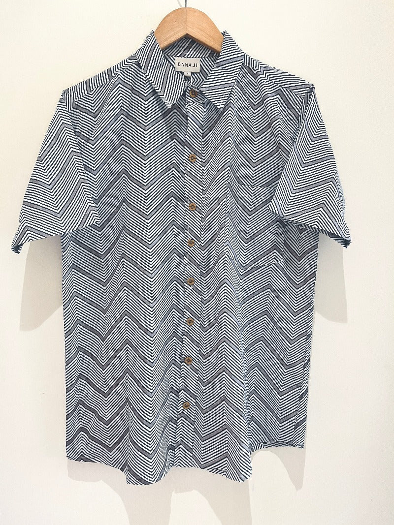 COTTON BLOCK PRINTED HALF SLEEVE SHIRT