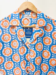 Tangerine Mosaic Tie-Front Crop Shirt