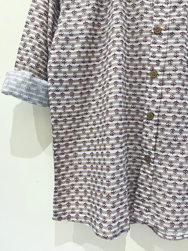COTTON BLOCK PRINTED FULL SLEEVE SHIRT