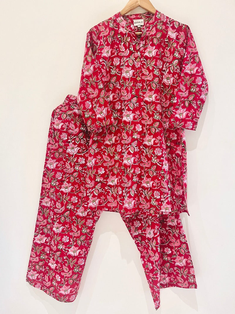 Royal Red Kurta Pant Co-Ord Set