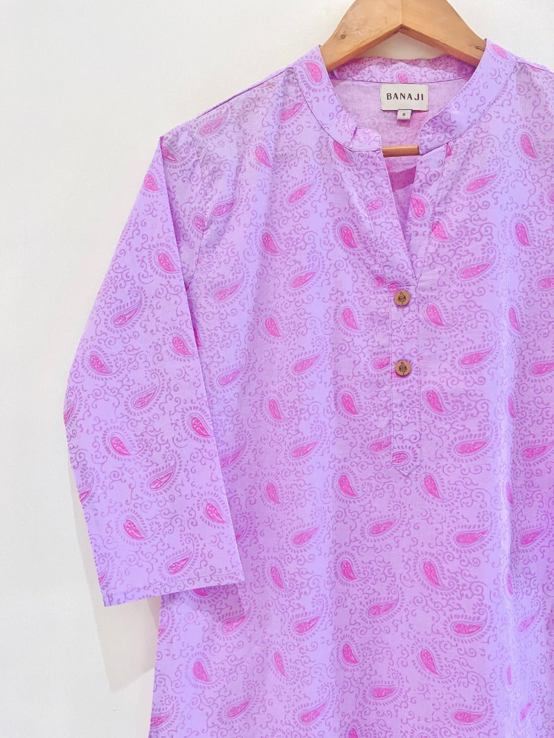 Lilac Paisley Kurta Pant Co-Ord Set
