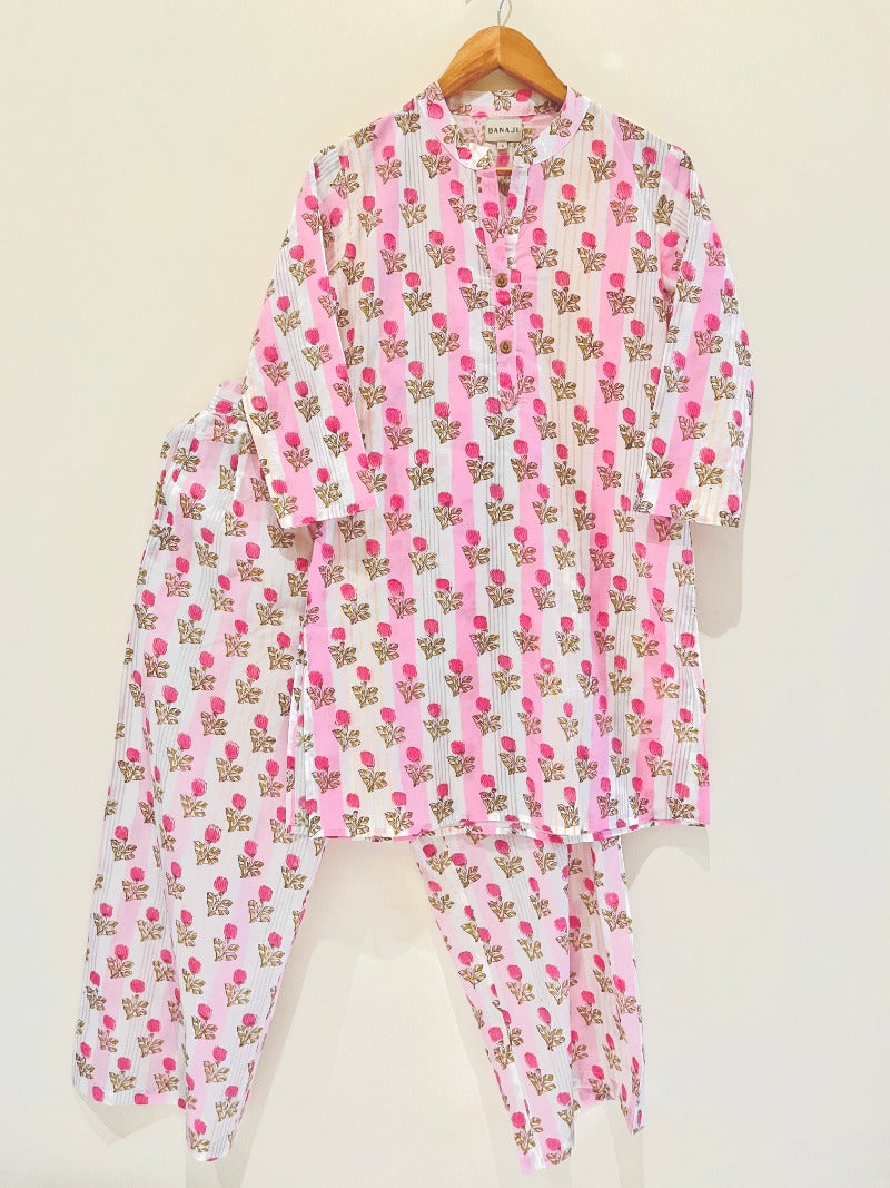 Pink Lotus Kurta Pant Co-Ord Set