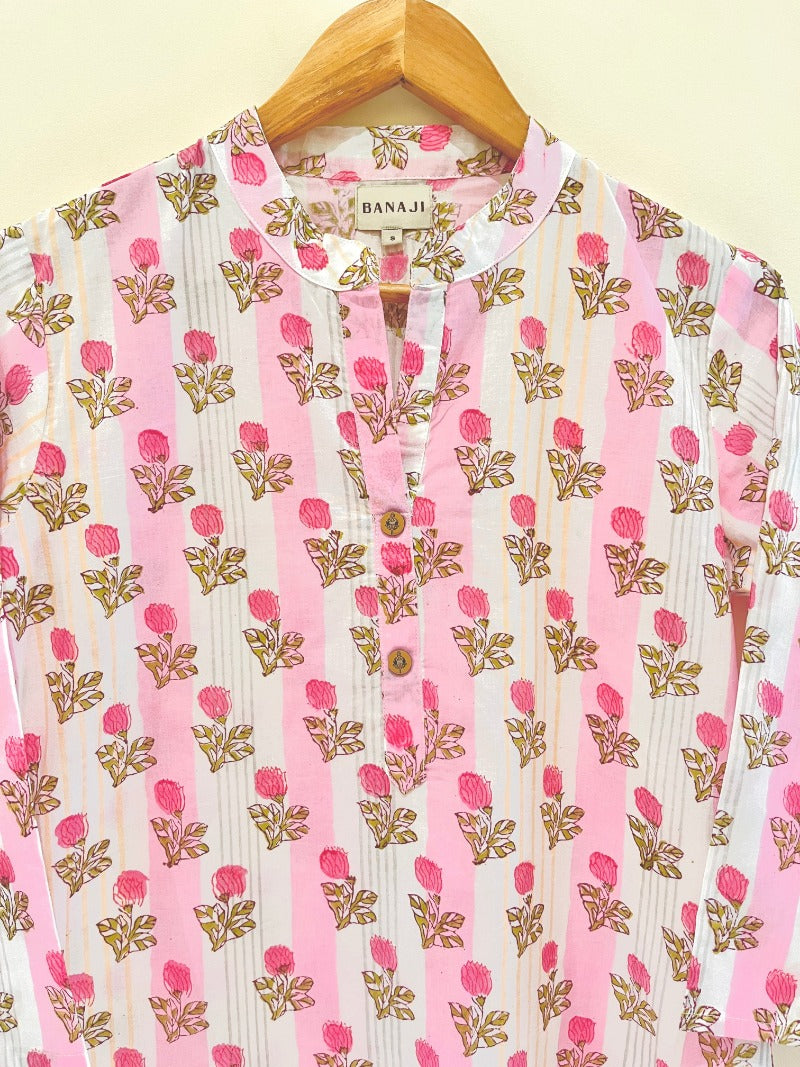 Pink Lotus Kurta Pant Co-Ord Set