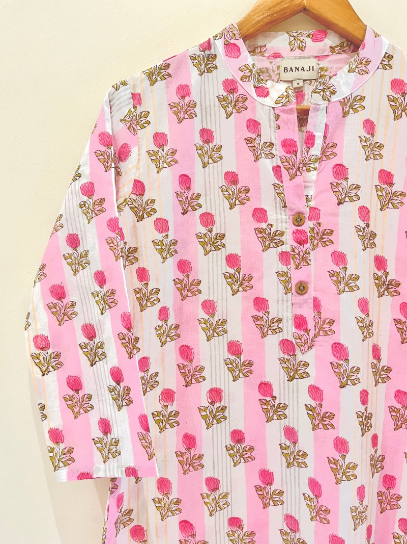 Pink Lotus Kurta Pant Co-Ord Set