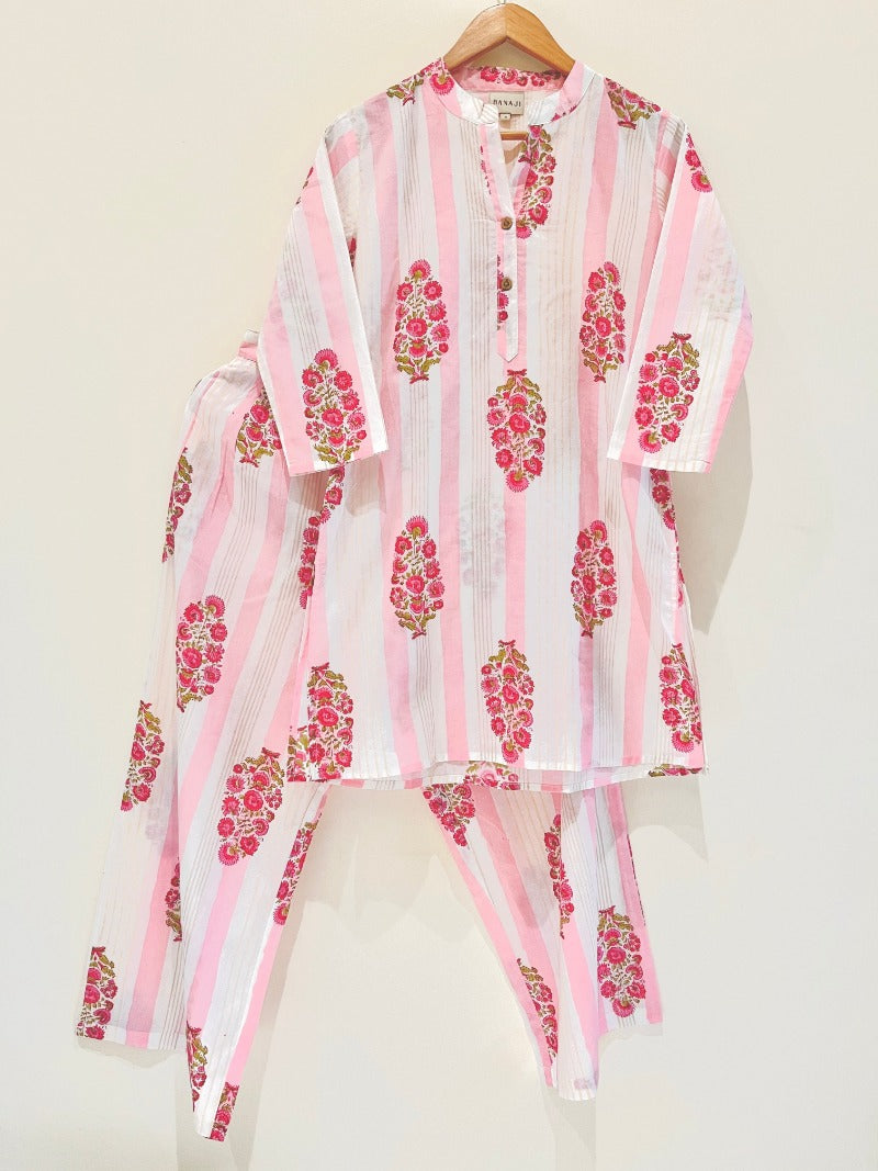 Peachy Pink Kurta Pant Co-Ord Set