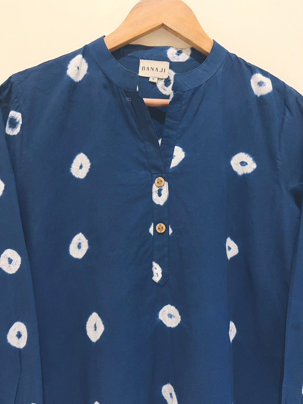 Natural Indigo Shibori Dyed Cotton Short Kurti