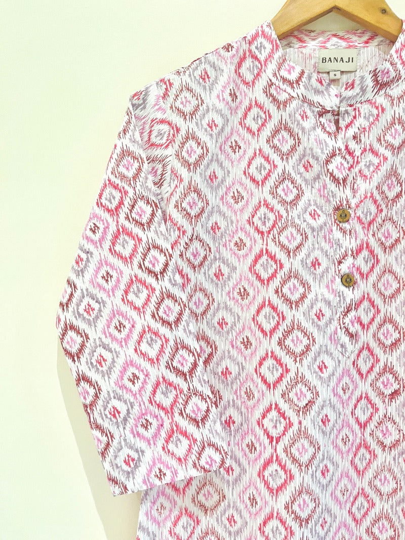 Pink Ikat Kurta Pant Co-Ord Set