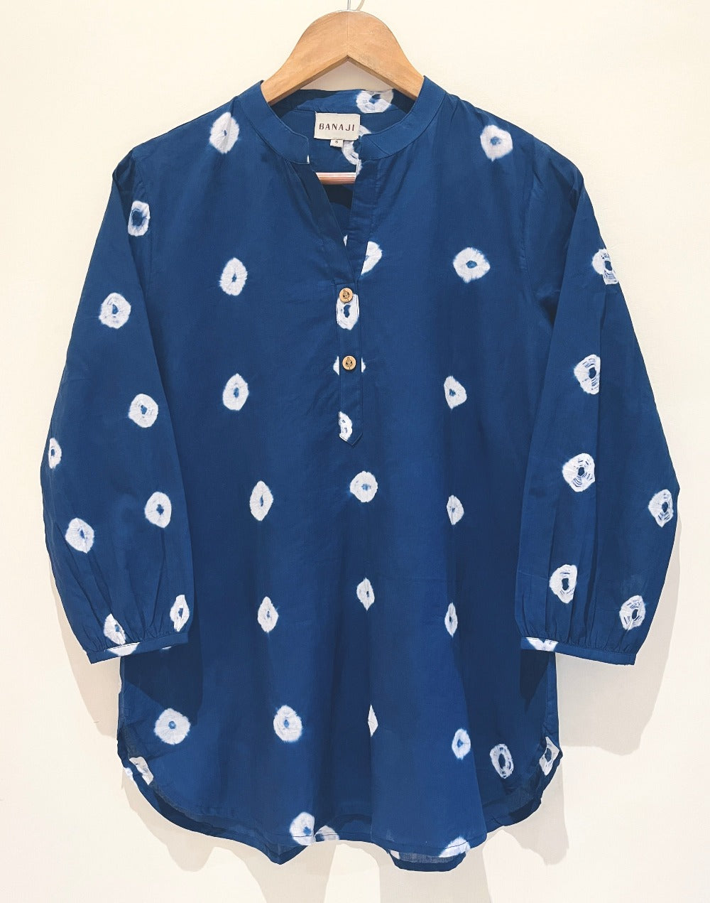 Natural Indigo Shibori Dyed Cotton Short Kurti