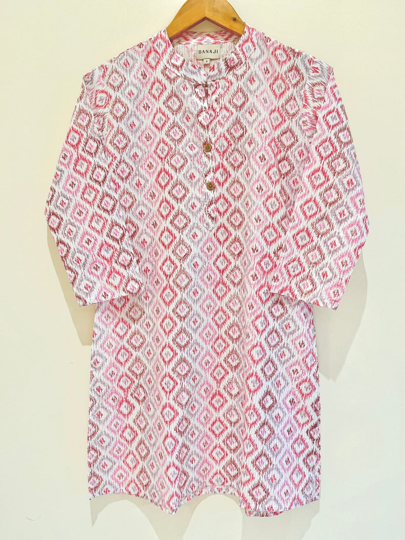 Pink Ikat Kurta Pant Co-Ord Set